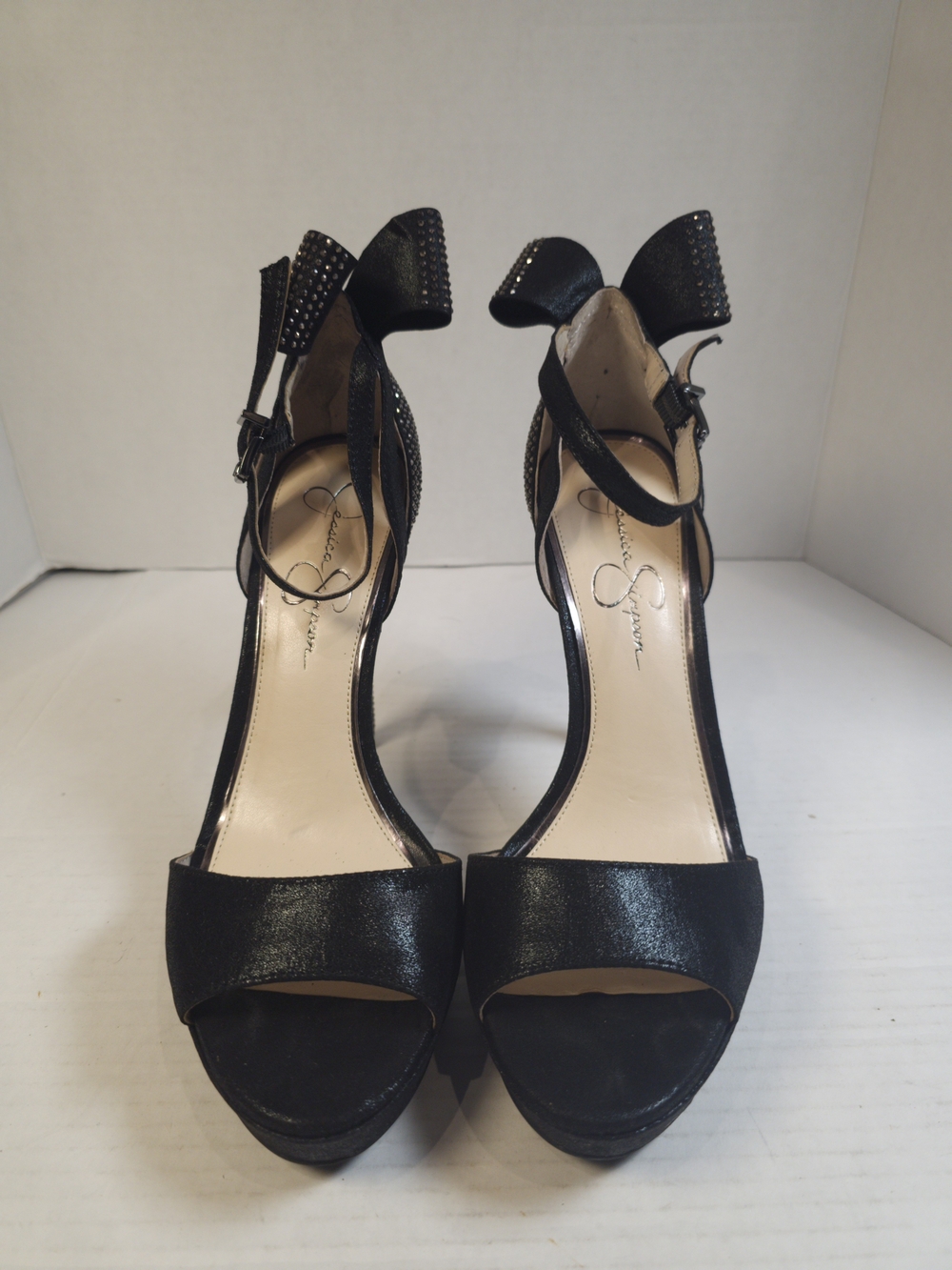 Jessica Simpson Olivine Black Bow Platform Heels Sandals